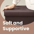 thumbnail image 3 of LEDREM Folding Storage Ottoman Bench, 30-Inch Synthetic Leather Seat with 660 lb Load Capacity, Thick Foam Padding, Multi-Use Footrest Chest, Brown, 3 of 6