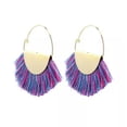 thumbnail image 3 of Boho Rainbow Fan Fringe Tassel Hoop Earrings Ethnic Boutique Statement Jewelry, 3 of 5