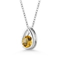 thumbnail image 2 of Gem Stone King 925 Sterling Silver Yellow Citrine Teardrop Pendant Necklace for Women (0.73 Cttw, Gemstone November Birthstone, Round 5MM, with 18 inch Silver Chain), 2 of 4