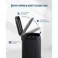 thumbnail image 5 of Compact Fluted Step Trash Can – 5L Black Stainless Steel, Soft-Close Lid, Removable Inner Bucket, Odor Control, Anti-Slip Base for Bathroom, Kitchen, Office – 21.0×18.8×27.9cm– 5L, 5 of 8