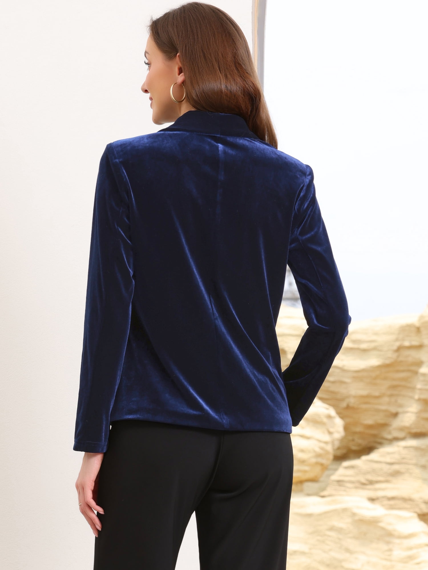DARING DIVA Women's Casual Business Elegant Velvet Blazer Jacket XL Royal Blue