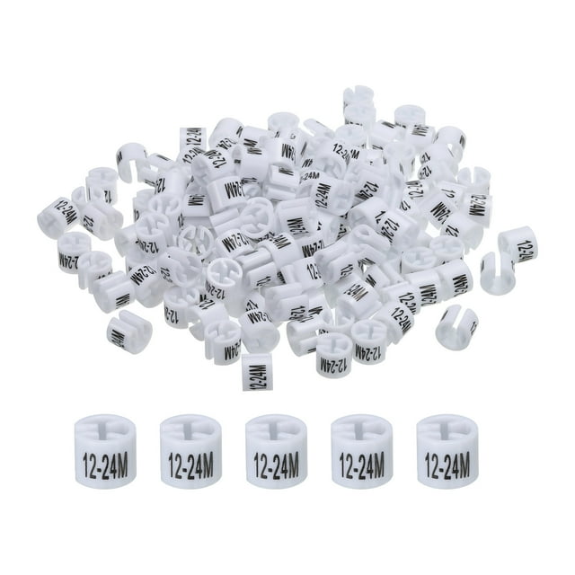 Unique Bargains Marqueur pour Cintre (12-24M, Blanc) Étiquette de Taille Colorée pour Cintre, Lot de 150