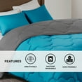 thumbnail image 5 of Comfort Spaces Full/Queen Size Comforter Sets, 3-Piece Reversible Bedding Set, Comforter Bed Set, Teal/Dark Gray, 5 of 8