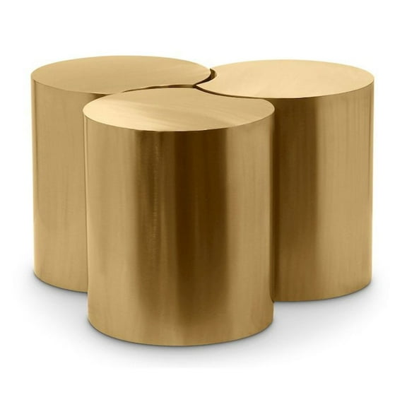 Meridian Furniture Dimple 3 Piece Gold Iron Metal Coffee Table