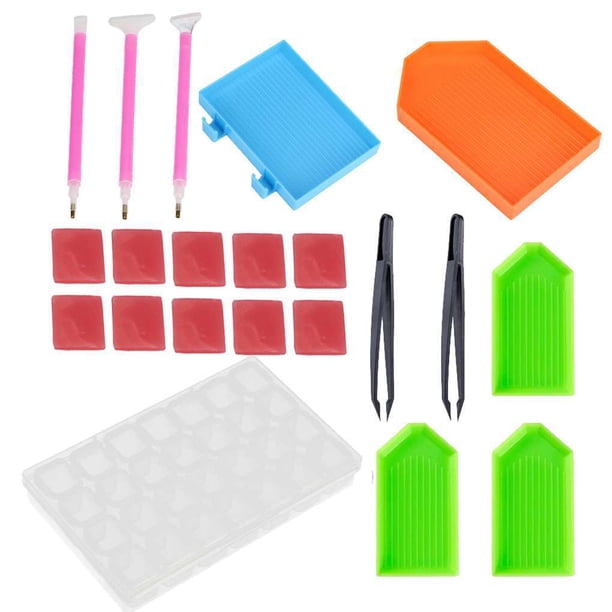 DIY herramientas de bordado de diamantes pintura de diamantes de imitación juego de taladro de punto de cruz pinzas de pegamento caja de almacenamiento Kit de bolígrafo 21 piezas AweSitey JJ15622-00