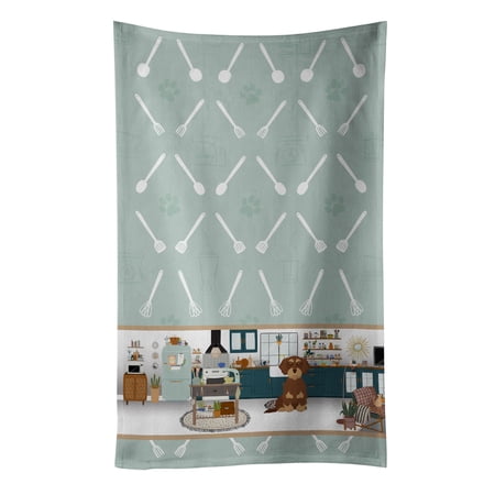 Wirehair Red and Tan Dachshund in the Kitchen Kitchen Towel 15 in x 25 in