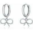 thumbnail image 6 of Sterling Silver Bow Huggie Hoop Earrings for Women Teens Bowknot Small Hoop Earrings Huggie Drop, 6 of 10