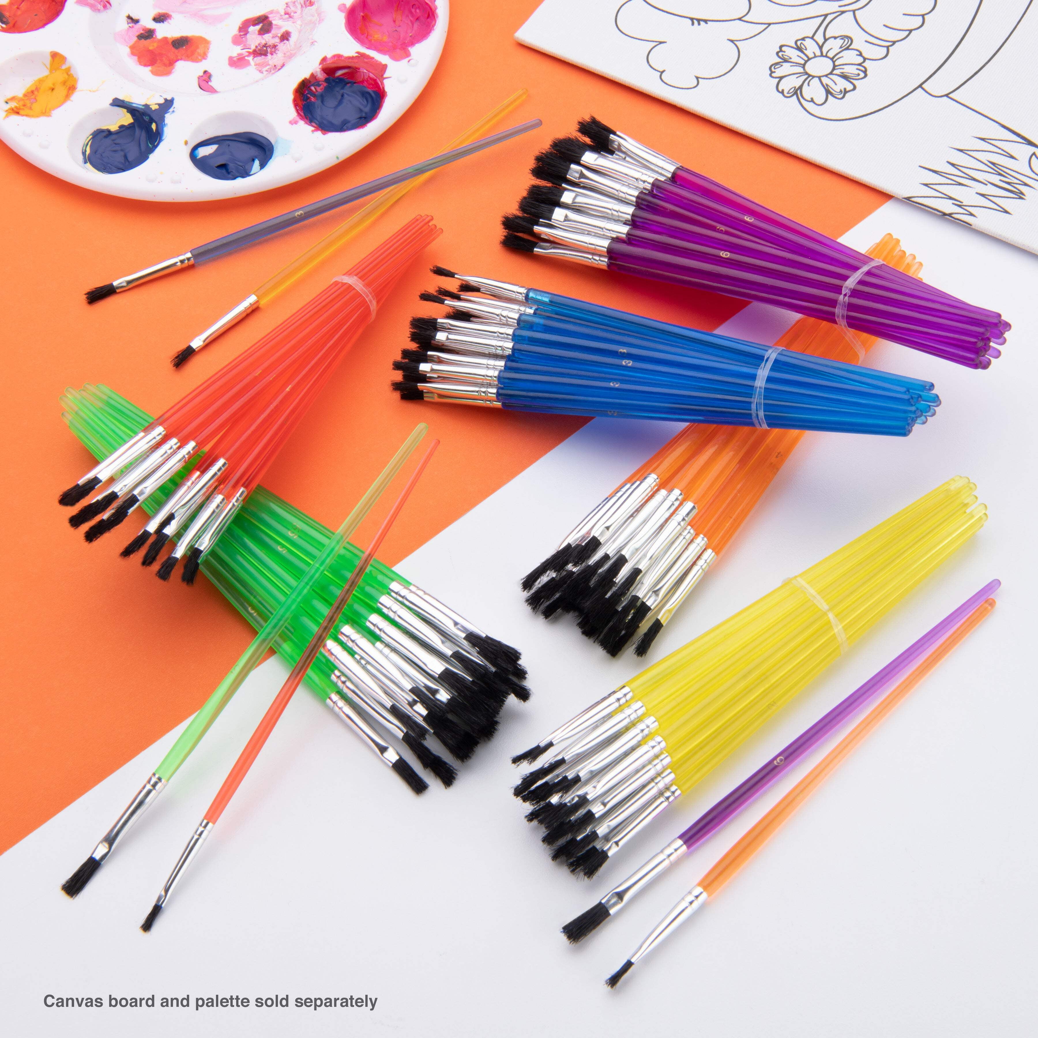 Royal Brush Flat Golden Black Bristle Polymer Handle Classroom Value Brush, Set 144