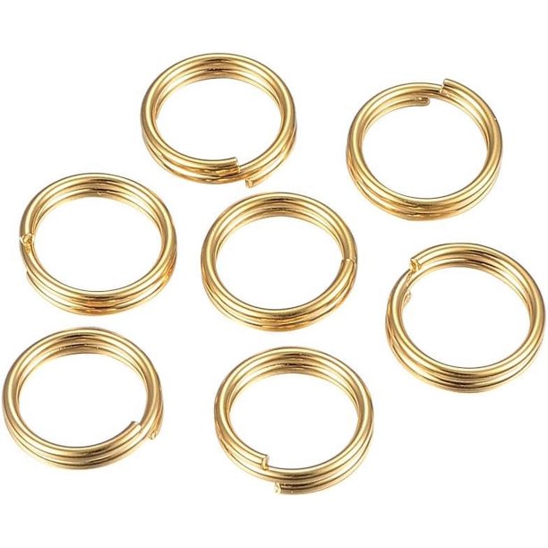 20 piezas de anillos partidos de acero inoxidable con doble bucle, llavero dorado para pulseras, collares y joyas.