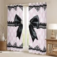 thumbnail image 2 of Manfei Girls Black Ribbon Bow Curtains Pack of 2 (42x84 Each),Kids Teens Bohemian Flower Curtains Blackout,Luxury Bedroom Decor, 2 of 6
