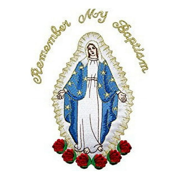 Full Embroidered Virgin Mary Applique Patch Gold Metallic Santa Maria Motif (English)