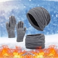 thumbnail image 2 of Clearance! Baberdicy Neutral Women Men Autumn and Winter Solid Color Wool Hat Thickened Warm Ear Protection Cold Knitted Hat Glove Scarf Three Piece Set Grey, 2 of 9