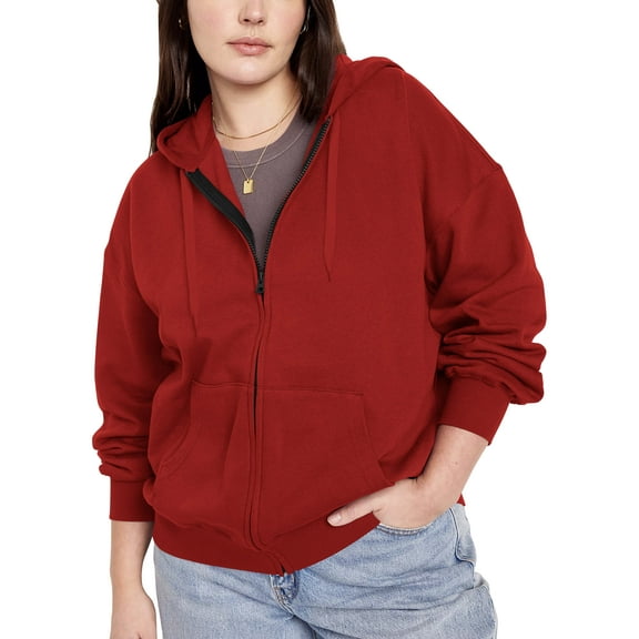 Womens Essentials Heavyweight Zip Up Hoodie Jacket Loose Fit