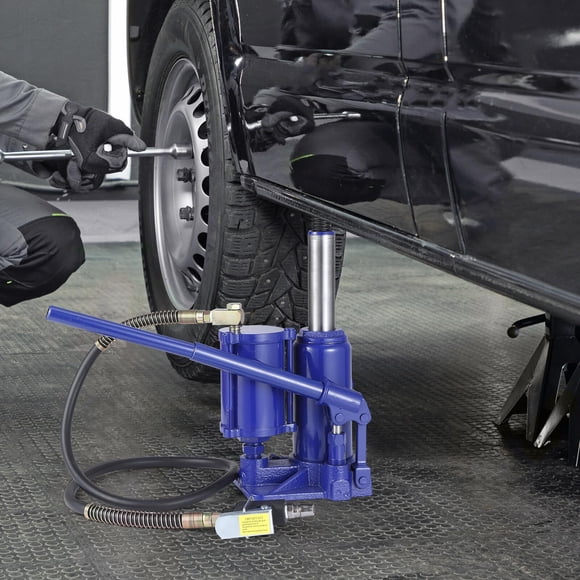 Yiwa Heavy Duty High Profile Air Hydraulic Bottle Jack, Quick Lift In-Line Cylinder, Dual Pneumatic and Manual Operation, Detachable Handle for Automotive and Truck Use