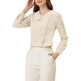 thumbnail image 4 of INSPIRAR CHIC Blusa de Manga Larga con Cuello Peter Pan y Botones Decorativos en la Espalda XL Color Albaricoque, 4 of 7