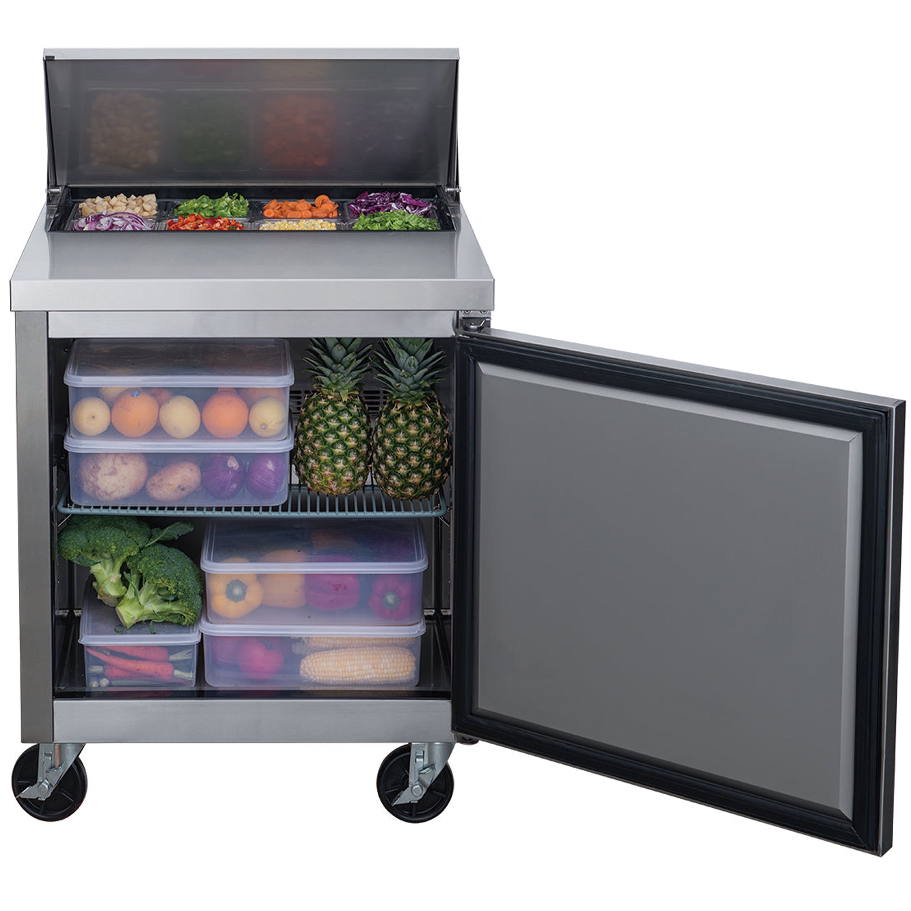 28 in. Commercial Refrigerated Sandwich/Pizza Prep Table Cooler 6.6 Cu. Ft. Refrigerator, NSF Certified