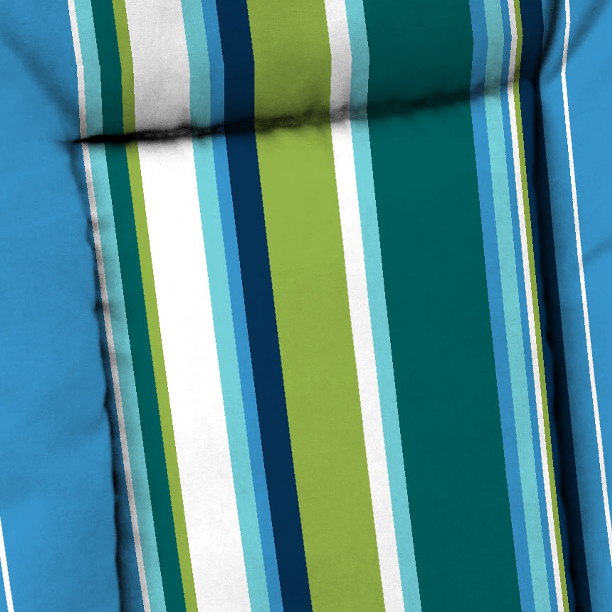 Jordan Manufacturing 38" x 21" Covert Capri Blue Stripe Rectangular Outdoor Wrought Iron Chair Cushion with Ties and Hanger Loop