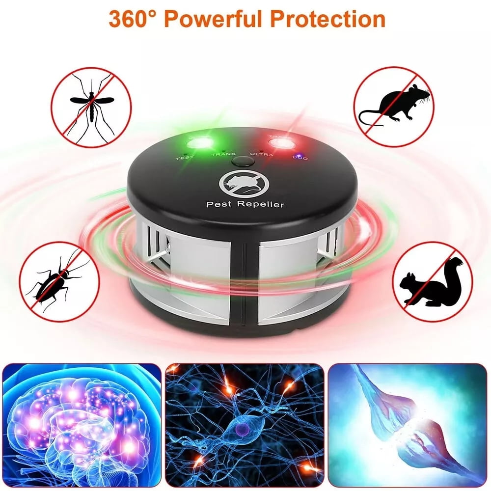 4 in 1 Ultrasonic Pest Repeler, 360° Rodent Repelent for Mouse, Spider, Rat, Roach, Bat, Mice, Squirrel, Pest Control Plug in Indoor for House, Kitchen, Garage, Warehouse