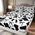 thumbnail image 4 of meiyoeat Black Cow Print Bed Sheets,Princess Ribbon Bows Full Size Sheets,4-Piece1 Flat Sheet, 1 Fitted Sheet and 2 Pillowcases, 4 of 6