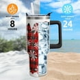 thumbnail image 3 of 40 Oz Christmas Buffalo Plaid Tumbler with Handle & Straw - Insulated Stainless Steel Travel Mug, White Snowflake Design - Holiday Gifts for Men & Women, 3 of 6