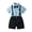 Blue, variant on Odeerbi 2025 Boys Gentlemen's Clothing Summer Short Sleeve Top Bib Shorts Tie Four-piece Set