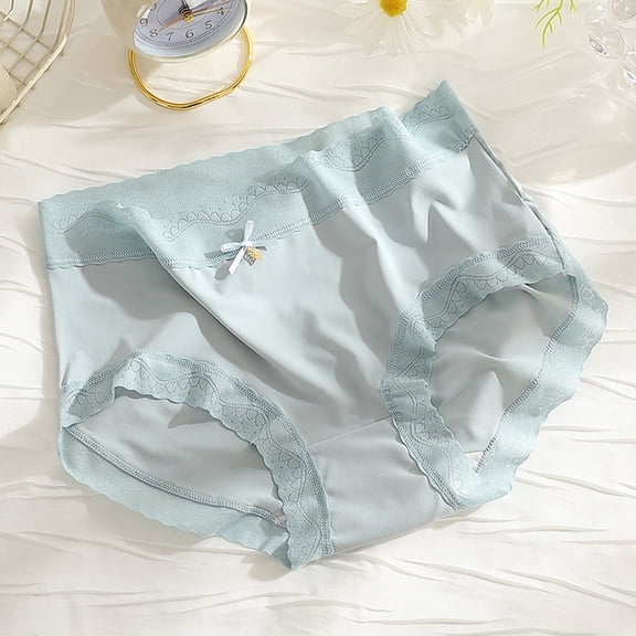 Panties for Women Ice Silk Mid Waist with Bow Breathable Ultra Thin Seamless Briefs Womens Underwear