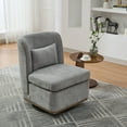 thumbnail image 2 of 25.2" Wide Armless Chenille Swivel Chair with Pillow, Cushioned Seat & Metal Base, 360° Rotating Accent Chair for Living Room, Bedroom, Lounge or Office, Gray, 2 of 7