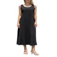 thumbnail image 1 of Tenue de Plage pour Femmes Robe Débardeur en Coton et Lin avec Poches Maxi Couleur Unie Bohemia Robe d'Été, 1 of 9