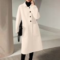 thumbnail image 4 of EGNMCR Trench Coats for Women Notch Lapel Single Breasted Wool Long Jacket Winter Solid Color Overcoat Coats with Pockets on Clearance, 4 of 8