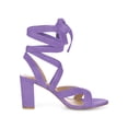 thumbnail image 3 of BLISSFUL STEP Women's Open Toe Crisscross Lace Up Block Heel Sandals Purple 8.5, 3 of 7