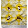 thumbnail image 1 of Soimoi Tissu Satin Modal Imprimé Floral & Chat au Mètre 42 Pouces de Large, 1 of 3