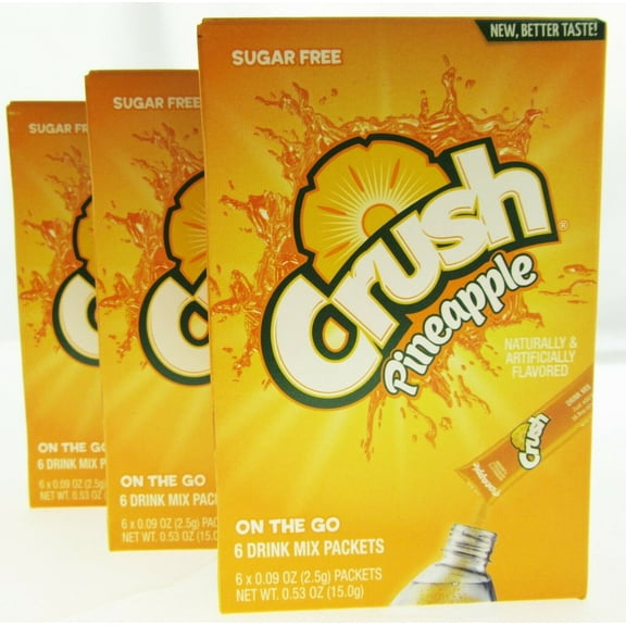 Pineapple Crush  Packets  Sugar Free  Drink Mix  Lot of 3