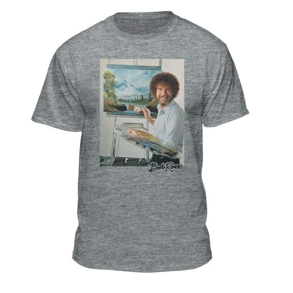 Teelocity Bob Ross Painting a Picture Athletic Heather Short Sleeve Graphic Tee