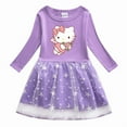 thumbnail image 4 of Hello Kitty Cute Cartoon Print Fashion Pleated Dress Long-sleeved Casual Skirt, 4 of 17