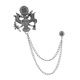 thumbnail image 4 of Broche de solapa con cadena de borlas, elegante broche de traje de aleación informal, decoración para novio Plata antigua, 4 of 9