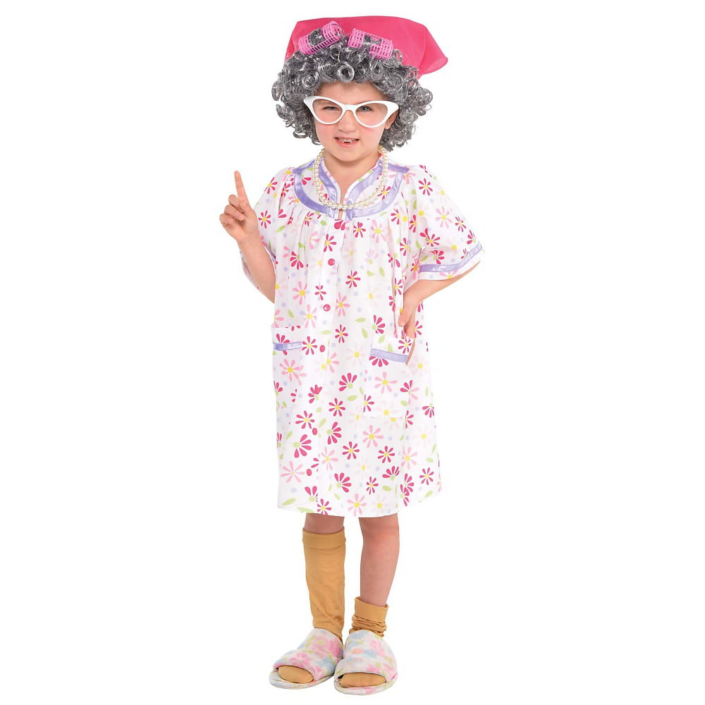 little girl dress up as old lady