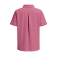 thumbnail image 6 of Women's Cotton Linen Shirt Button Down Rolled Short Sleeve Dressy Casual Blouses Loose Fit Summer Beach Tops (XL, Pink), 6 of 7