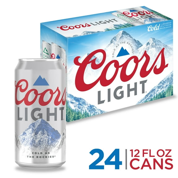 Coors Light Beer, 24 Pack, 12 fl oz Aluminum Cans, 4.2% ABV, Domestic Lager