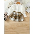 thumbnail image 3 of Wassery Little Girl 2 Piece Skirt Outfit Child Girls Puff Sleeve T-Shirts and Plaid A-Line Skirt Set 1T 2T 3T 4T 5T 6T Toddler Kids Girl Fall Clothes, 3 of 9