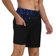 thumbnail image 2 of Balery Black Blue Glitter Sparkles Bañador para hombre, shorts de playa de secado rápido con entrepierna y forro de compresión-X-Large, 2 of 6