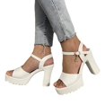 thumbnail image 4 of JDEFEG Light Sandals for Women 8W Womens Casual Heels Lace Breathable Sandals Up Shoes Fashion Women's Sandals Women Wedge Sandals Closed Toe White 40, 4 of 9