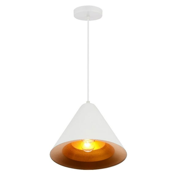 CWI Lighting Keila 1 Light Down Contemporary Metal Pendant in Matte White/Gold