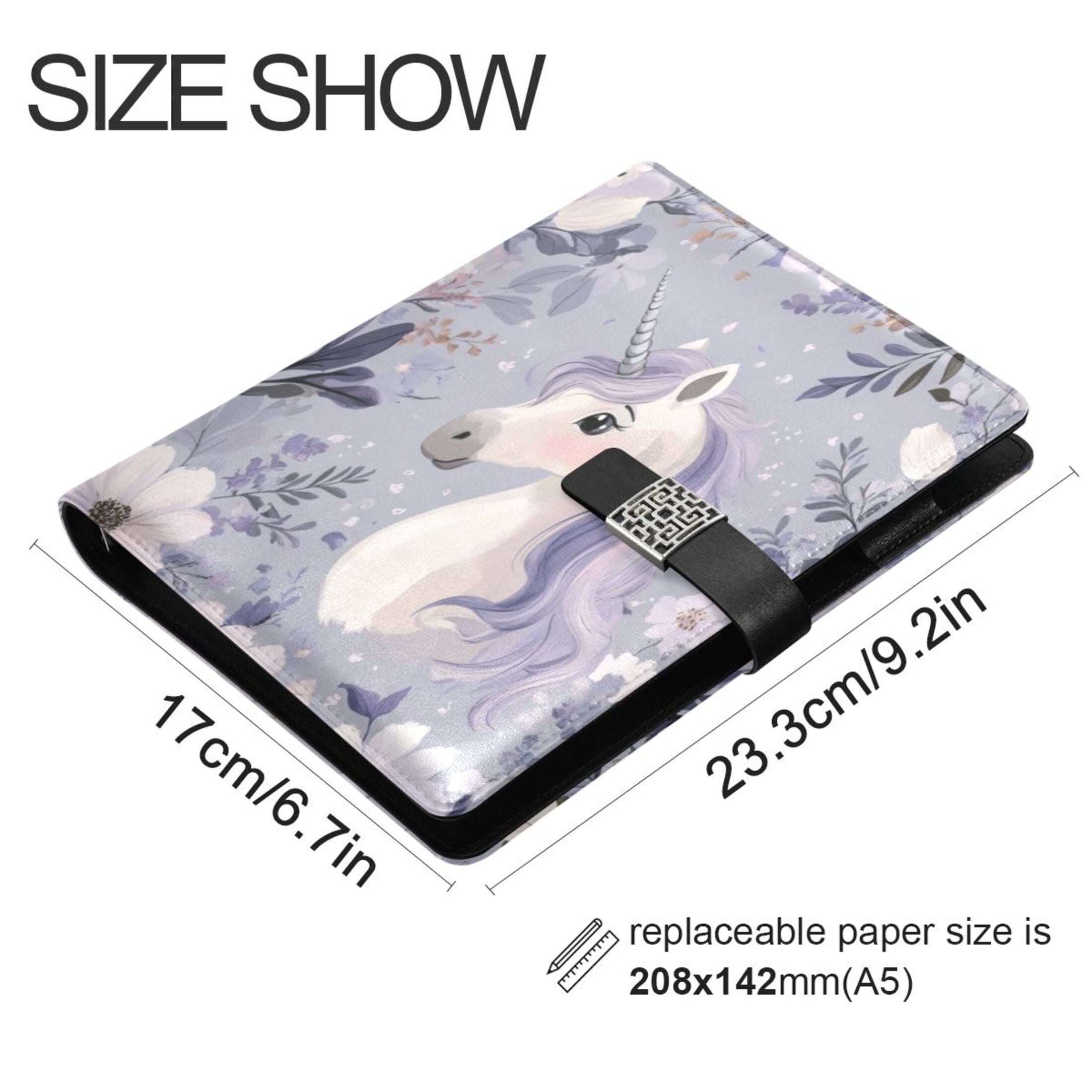 Leather Planner Leather Notebook Notebook Journal Binder Design Pen Pocket Design Convenient for Storage Cool Cute Unicorn