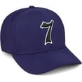 thumbnail image 2 of Daxton Premium Mid Profile Hat Semi Curved Visor Navy Cap White Black Gothic Embroidered, Number 7, 2 of 4
