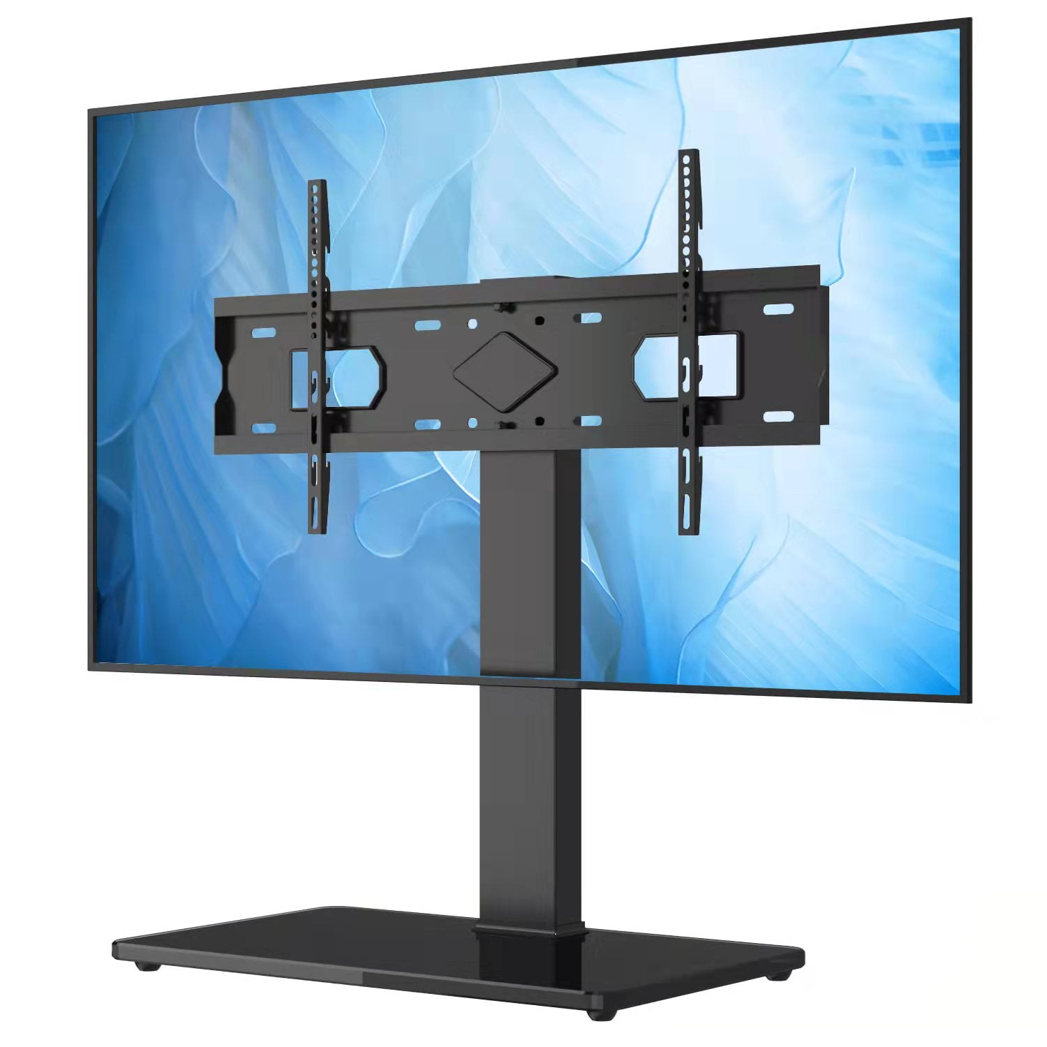Big Universal Tabletop TV Stand for TVs up to 85 inch with Swivel Mount Black