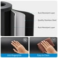 thumbnail image 3 of 40L/10.6 Gal Round Stainless Steel Trash Can, Removable Inner Bucket, Kitchen Bathroom Office Garbage Bin, Black, 3 of 7