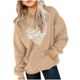 thumbnail image 2 of WQNVRNR Kids Valentine's Day Hoodie- Heart Long Sleeve Fleece-Lined Casual Sweatshirt with Pocket Khaki Size 8, 2 of 6