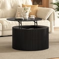 thumbnail image 3 of Harper & Bright Designs Round Lift Top Coffee Table with Storage Drawer, Small Fluted End Table with Hidden Storage for Living Room, Black, 3 of 13