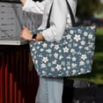 thumbnail image 4 of Wukai Blue Flower Print Zipper Bag,large Beach Tote Bag,Waterproof Sandproof Bag,Grocery and Picnic Tote Travel Bag, 4 of 5