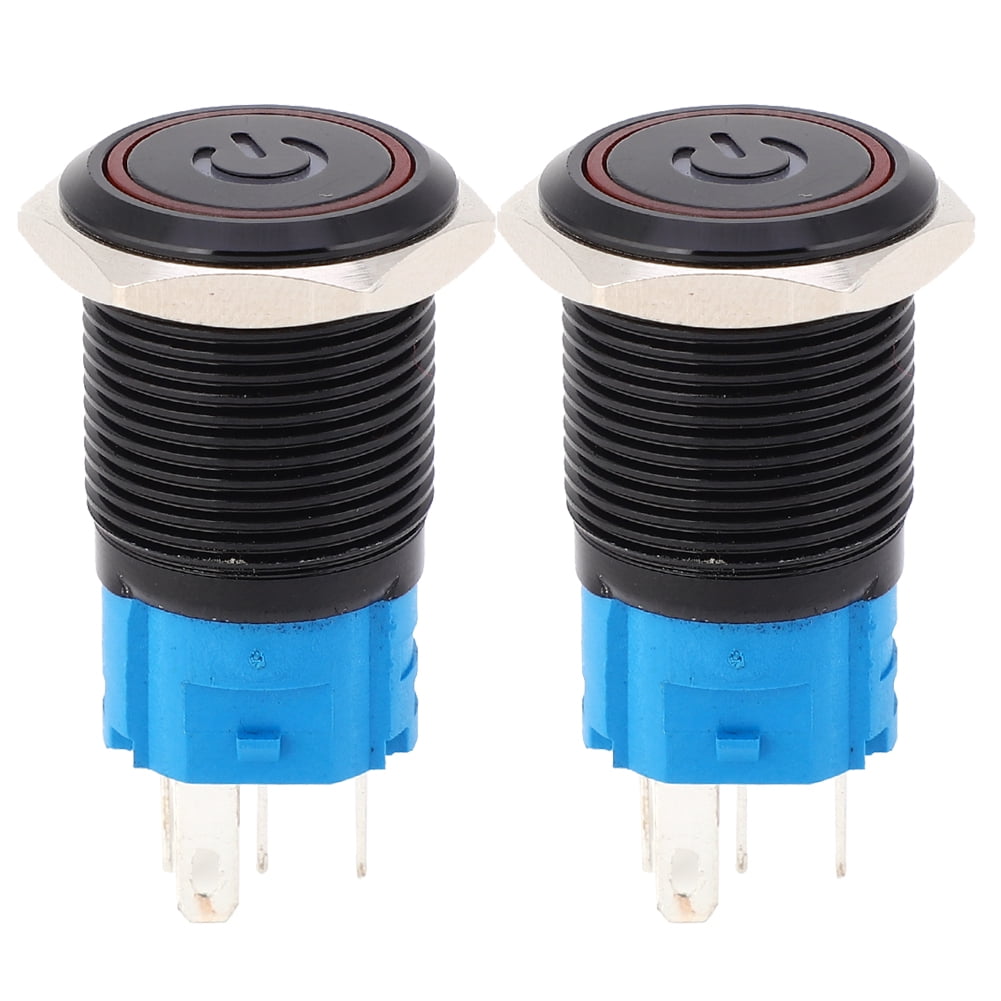 Metal Switch,2PCS Black Self Locking Push Button Switch Self